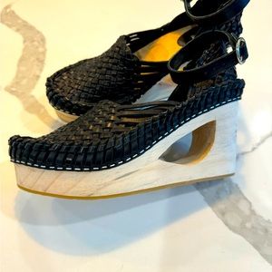 Free People wooden wedge sandals. NWT. Size 8
